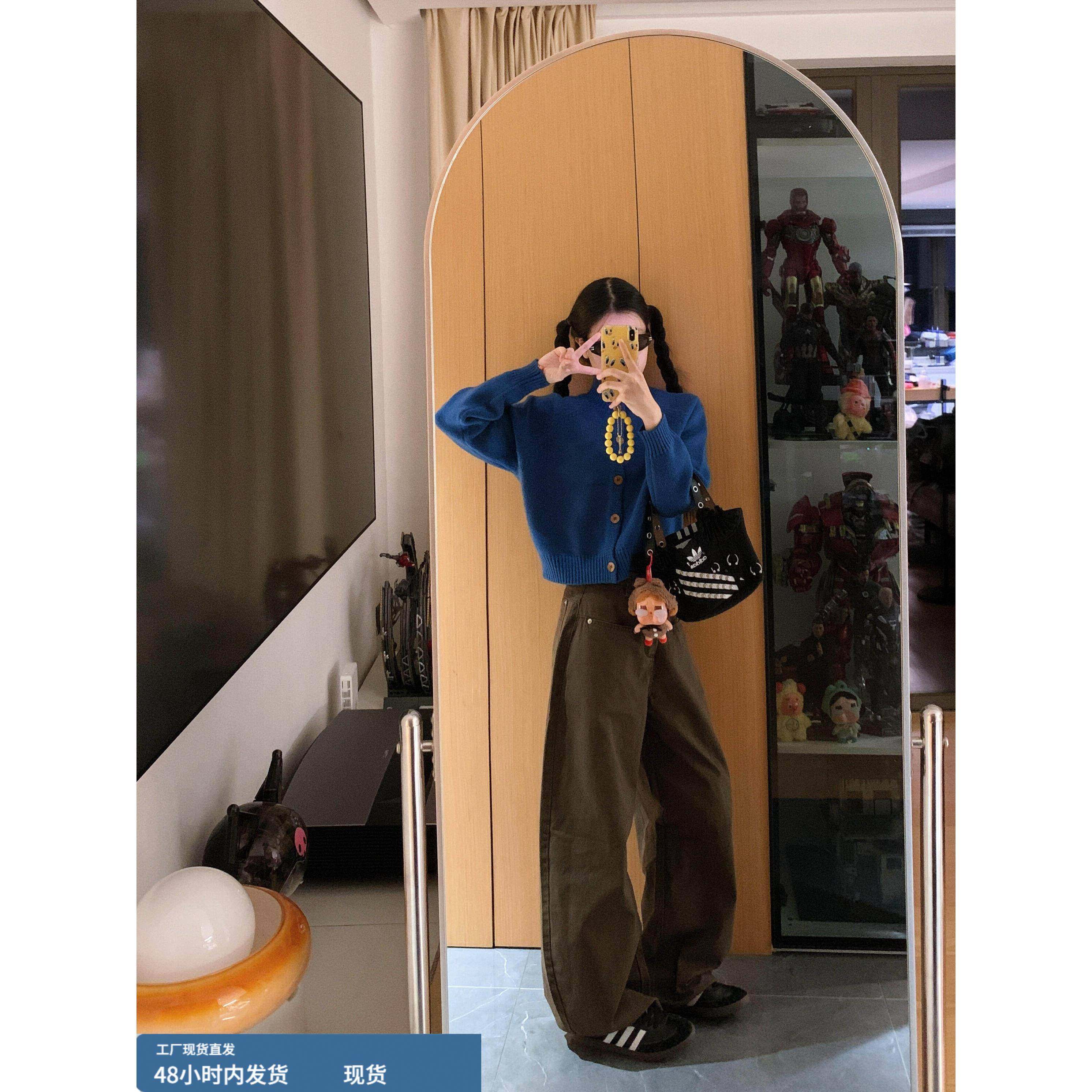 美式覆古宽松阔腿弯刀工装裤女秋季新款高腰显瘦垂感拖地牛仔裤女,模玩/动漫/周边/娃圈三坑/桌游,Cosplay女装/cos女装,淘宝优惠券,粉丝福利购,淘宝优惠卷