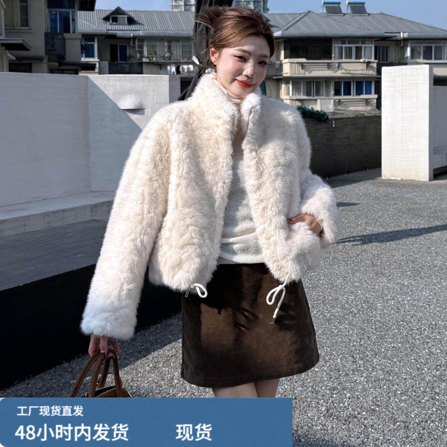 仿水貂绒环保皮草立领短外套女2025秋冬新款显瘦减龄皮毛一体上衣,运动/瑜伽/健身/球迷用品,广场舞套装,淘宝优惠券,粉丝福利购,淘宝优惠卷