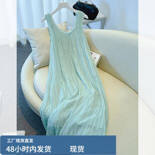 假两件吊带连衣裙女夏季2026新款小个子气质小清新巨好看裙子