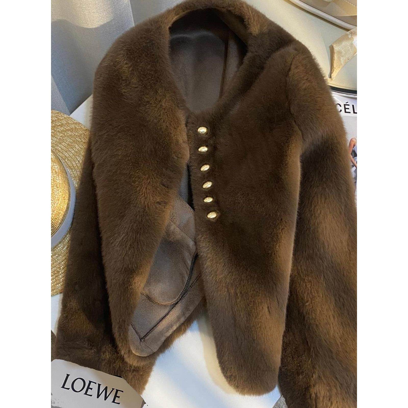 咖色貂绒毛毛外套女2025秋冬新款气质名媛高级感女神范小香风皮草,运动/瑜伽/健身/球迷用品,广场舞套装,淘宝优惠券,粉丝福利购,淘宝优惠卷