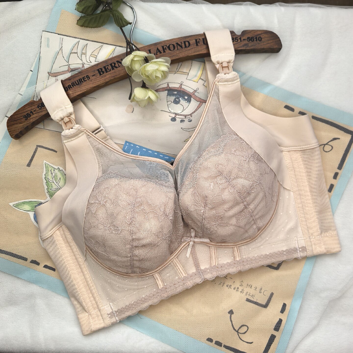 重工强力收副乳侧收大胸哺乳文胸记忆软钢圈全罩杯五排扣调整型