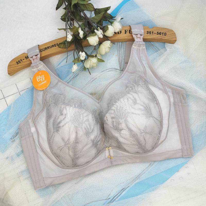CDE全罩杯软钢圈内衣薄款大胸显小调整型收副乳蕾丝性感哺乳文胸