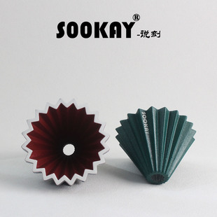 SOOKAY沙彩咖啡折纸滤杯手冲陶瓷滴漏式 蛋糕滤纸V60滤杯LOGO定制