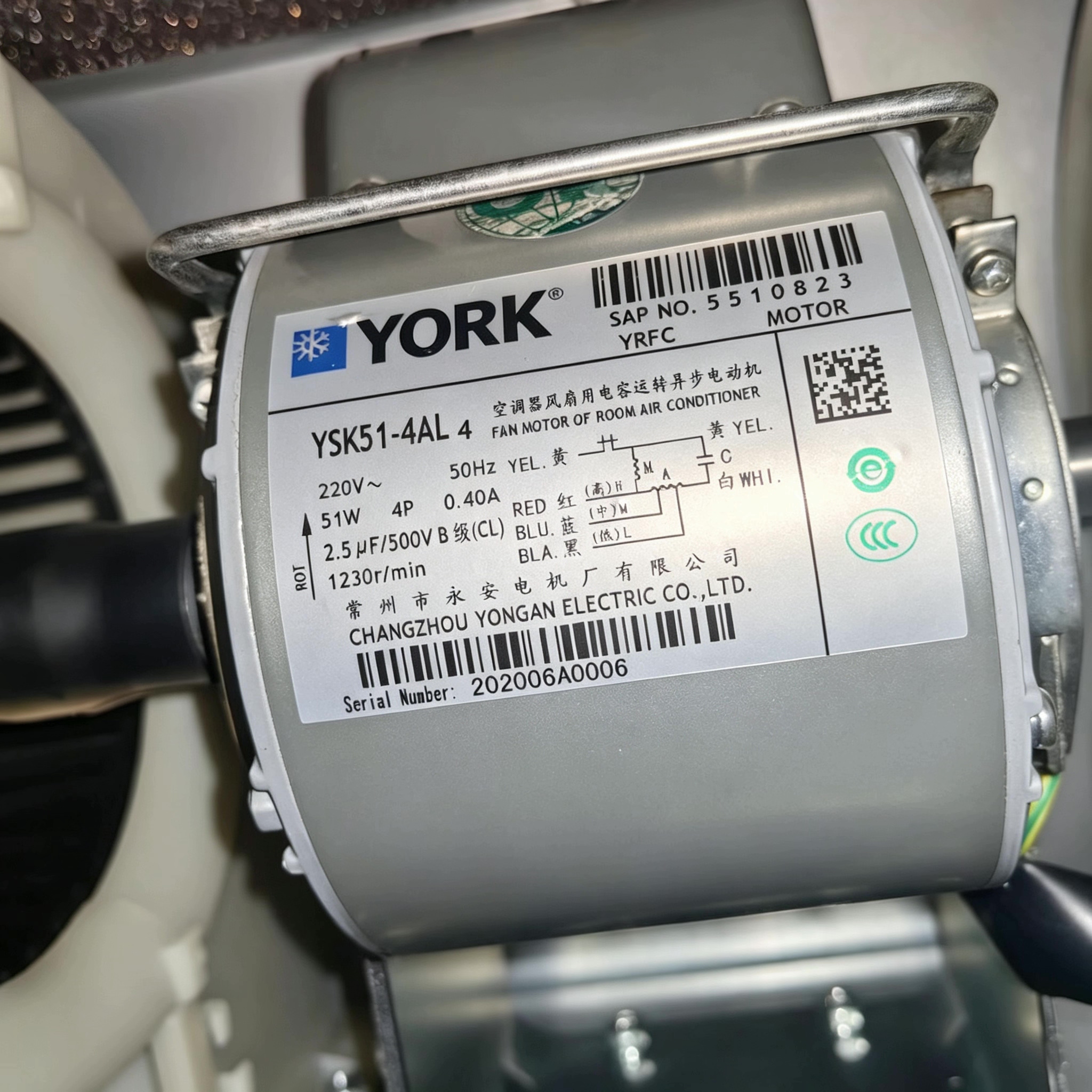 YORK约克原装电机FAN M空调配件