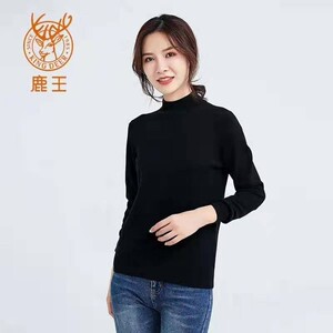 King Deer/鹿王24新款女半高领100山羊绒休闲百搭针织套衫 3J1086