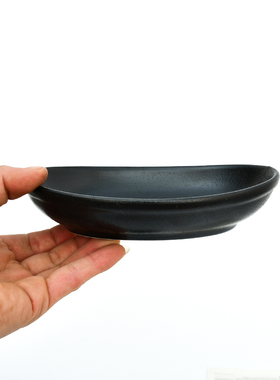 陶瓷餐具黑色磨砂小碗船型碟火锅调料碟ceramic boat shape dish