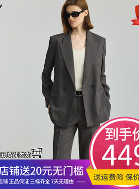 LILY2026春新款女装格雷系气质高级感职业通勤休闲深灰色西装外套