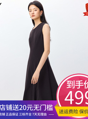 LILY2026春新款女装复古老钱风无袖圆领修身通勤背心连衣裙中长款