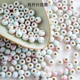 景德镇陶瓷珠子diy散珠圆形大孔珠子香灰瓷圆珠手工编织串珠花篮