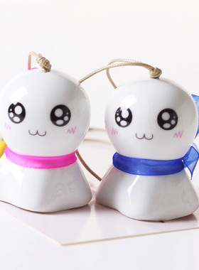 原创景德镇陶瓷风铃可爱丝带蝴蝶强晴天娃娃白色章鱼学生女小清新