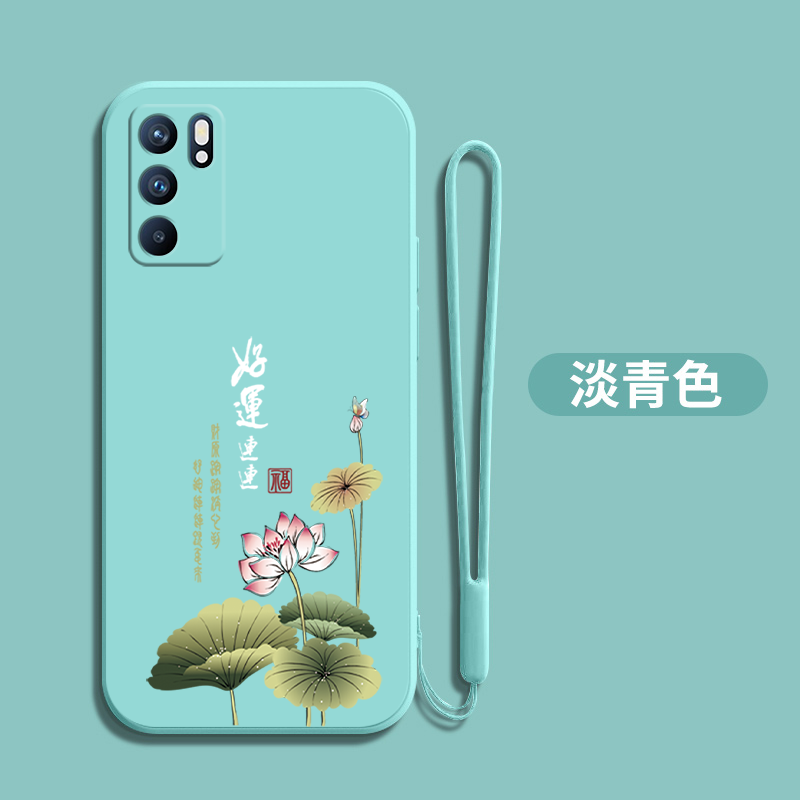 适用oppoReno6pro手机壳PEPM00硅胶oop r6pro 5g软壳rone6pr0小清新6pro保护套ren06pr0全包防摔荷花锦鲤简约
