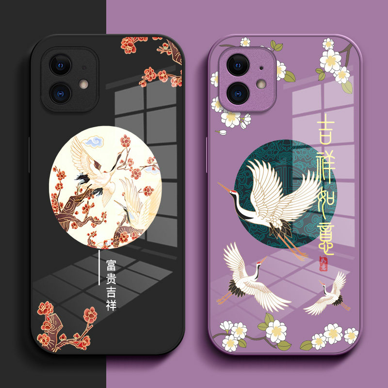 适用iphone12手机壳A2404钢化玻璃壳Iphnoe12保护套iPhonr12简约iphne12个性iPhine12玻璃壳爱疯12小清新