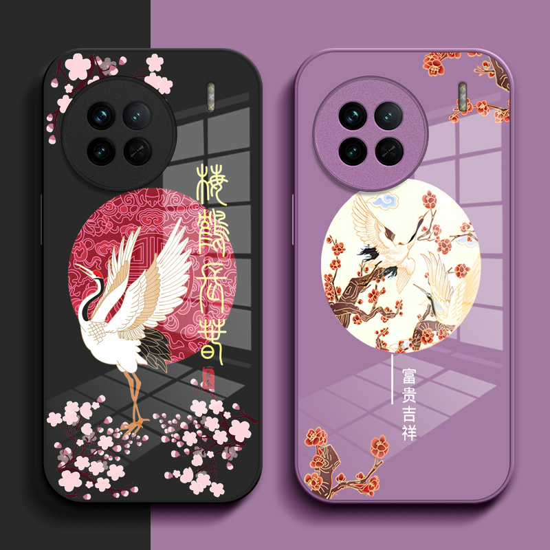 适用vivo X90s手机壳V2241HA钢化玻璃壳vivio×90s硬壳V224lHA奢华VlvoX9os保护套vox90s高级感viv0X90s