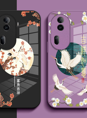 适用oppoReno11pro手机壳PJJ110简约roneL1pro玻璃壳PJJl10小清新0pporeon11pr0个性中国风钢化玻璃壳保护套