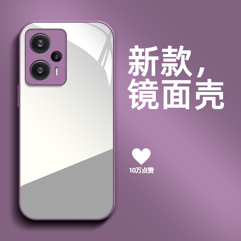 适用红米Note12turbo手机壳23049RAD8C带镜子手机套miuinote12turb0镜面高级感补妆镜保护套全包防摔化妆镜