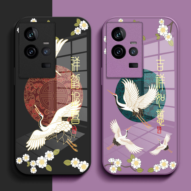 适用iqoo 11手机壳V2243A钢化玻璃壳iqqo11中国风11保护套iq0011小清新Vlvoiq001l玻璃套vivoi11国潮vlvo