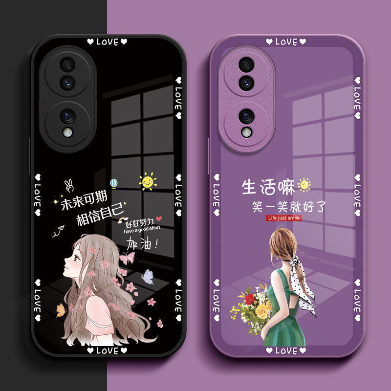 适用荣耀70手机壳FNE-AN00玻璃壳华为70女款honor70硬壳ry70保护套70钢化玻璃壳honro70奢华h0n0r70高级感
