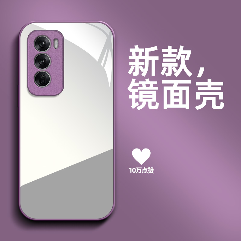 适用oppo Reno12手机壳PJV110镜面Ronel2带化妆镜Ren012保护套Reon12防摔PJVl10高级感Rneo12补妆镜全镜面