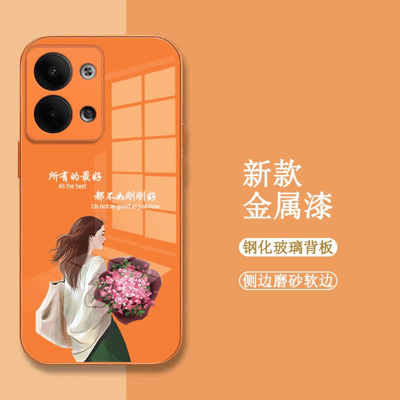 适用oppoReno9pro+手机壳PGW110玻璃壳PGW1l0新款oopr9+保护套opop全包Rone 9pr0+女款9+时尚rneo9pro+奢华