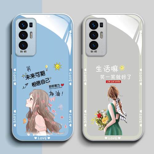 适用opporeno5pro+手机壳PDRMOO新款reno5pro+玻璃壳0pp0ren05pr0+保护套ren05pr0加全包潮女款未来可期