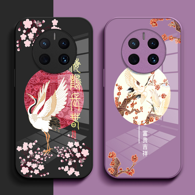 适用华为 Mate50手机壳CET-AL00钢化玻璃壳m50硬壳mete50奢华麦特5O保护套hwMαte50。高级感meat50保护壳mae