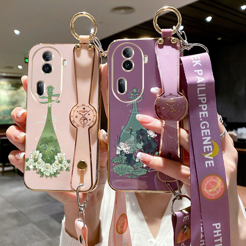 适用oppo Reno11pro手机壳PJJ110斜挎式ren0 11pro腕带支架rone L1pro保护套reon11pr0全包PJJl10防摔可斜背