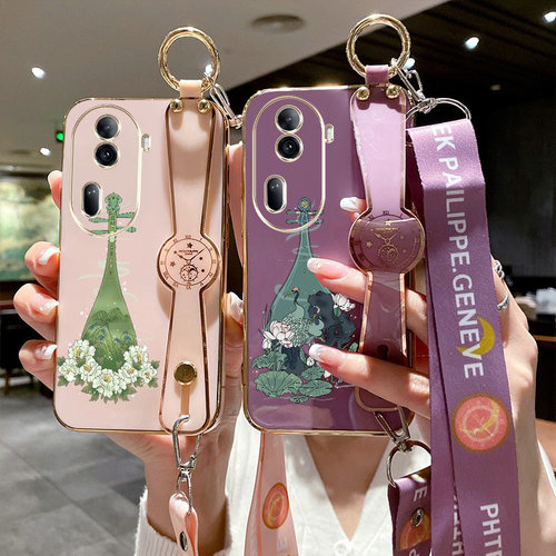 适用oppo Reno11pro手机壳PJJ110斜挎式ren0 11pro腕带支架rone L1pro保护套reon11pr0全包PJJl10防摔可斜背
