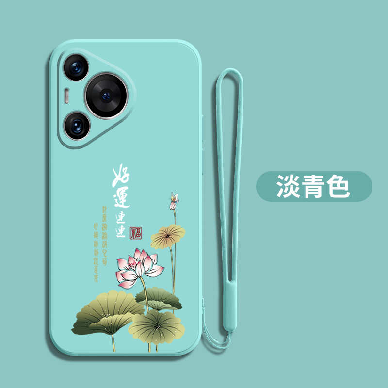 适用华为Pura70pro+手机壳HBN-AL10硅胶hbn-al1o软壳hwpurα70pro+小清新化为pura7opro+保护套全包防摔荷花