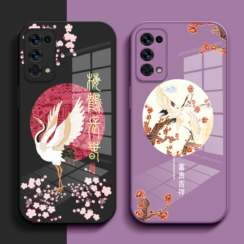 适用oppo Reno5pro手机壳PDSM00钢化玻璃壳poop5pro硬壳Rone5pr0奢华 5pro保护套reon5pro高级感保护壳