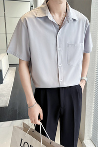 2025夏季新款男士短袖纯色衬衫薄款冰丝休闲上衣C203A-8821-P58图片