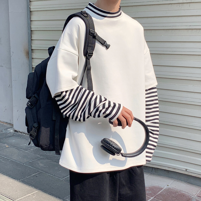 假两件卫衣男连帽春秋季2025新款宽松上衣服韩版潮流ins百搭3006,男装卫衣,电商C208A