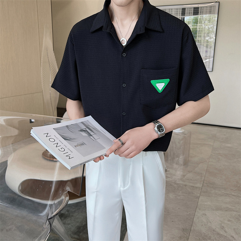 夏季新款男士短袖衬衫2022帅气百搭潮流绿色上衣C203A-8819-P58,男装T恤,电商C208A