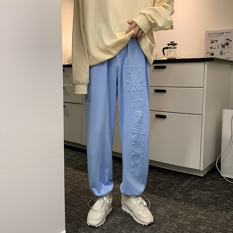 凹凸压花运动裤男春秋季宽松束脚大码卫裤潮流高街篮球裤子6652,男装休闲裤,电商C208A