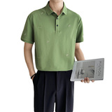 夏季白色全棉短袖体恤青年男士爱心刺绣Polo衫C203A-8815-P58控78，男装T恤，电商C208A