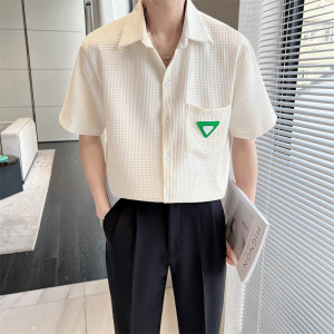 夏季新款男士短袖衬衫2022帅气百搭潮流绿色上衣C203A-8819-P58图片