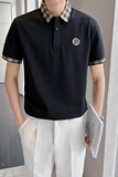 2025夏季新款青年男士短袖Polo衫青春活力休闲格子t恤C203A-8808，男装T恤，电商C208A