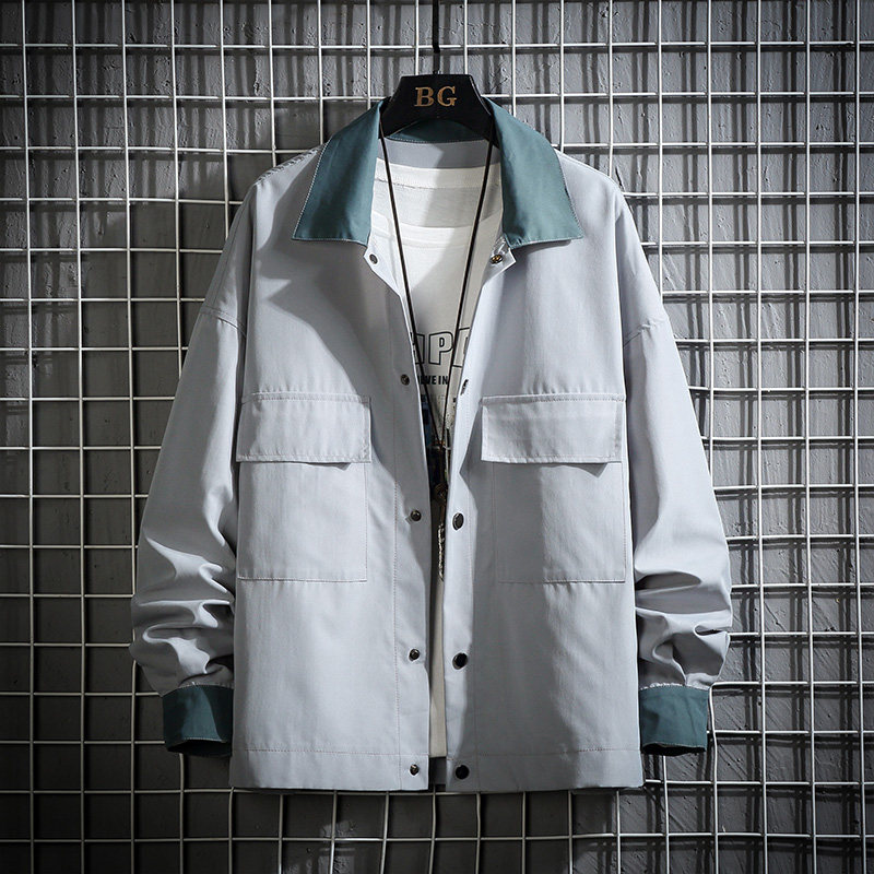 日系大码白墙挂拍秋季夹克宽松工装休闲外套男C203A-5068-P60控88图片