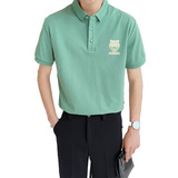 2025夏季青少年短袖印花Polo衫时尚百搭黑色半袖t恤C203A-8803P58，男装T恤，电商C208A