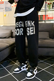 潮牌男装春秋时尚高端休闲卫裤烫钻黑色裤子宽松运动纯棉长裤6647，男装休闲裤，电商C208A