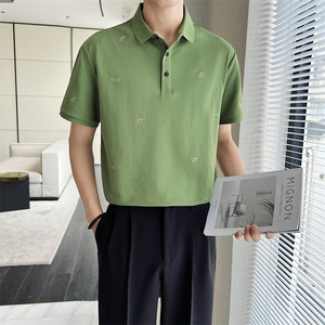 夏季白色全棉短袖体恤青年男士爱心刺绣Polo衫C203A-8815-P58控78图片