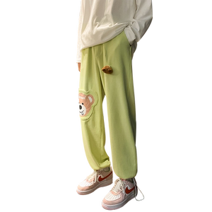 小熊运动裤男春秋季宽松束脚卫裤青少年潮流ins个性休闲裤子6651图片