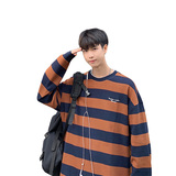 条纹卫衣男潮牌ins春秋圆领宽松上衣服青少年2025年新款外套3018，女装短外套，电商C208A