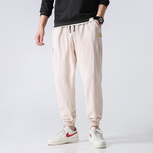 2025新款男士棉麻休闲九分裤风亚麻长裤子C203A-6616-P50控78图片