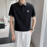 2025夏季新款青年男士短袖Polo衫青春活力休闲格子t恤C203A-8808，男装T恤，电商C208A