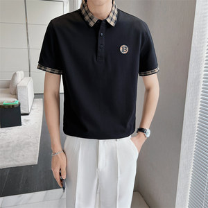 2025夏季新款青年男士短袖Polo衫青春活力休闲格子t恤 C203A-8808图片