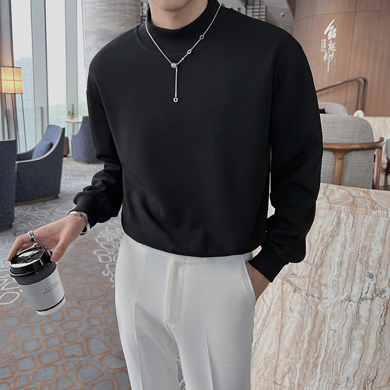 春秋季男生宽松圆领休闲卫衣轻熟风华夫格长袖外套C203A-8801-P58，男装卫衣，电商C208A