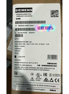 6SE6420-2AB12-5AA1全新西门子420 安装有
