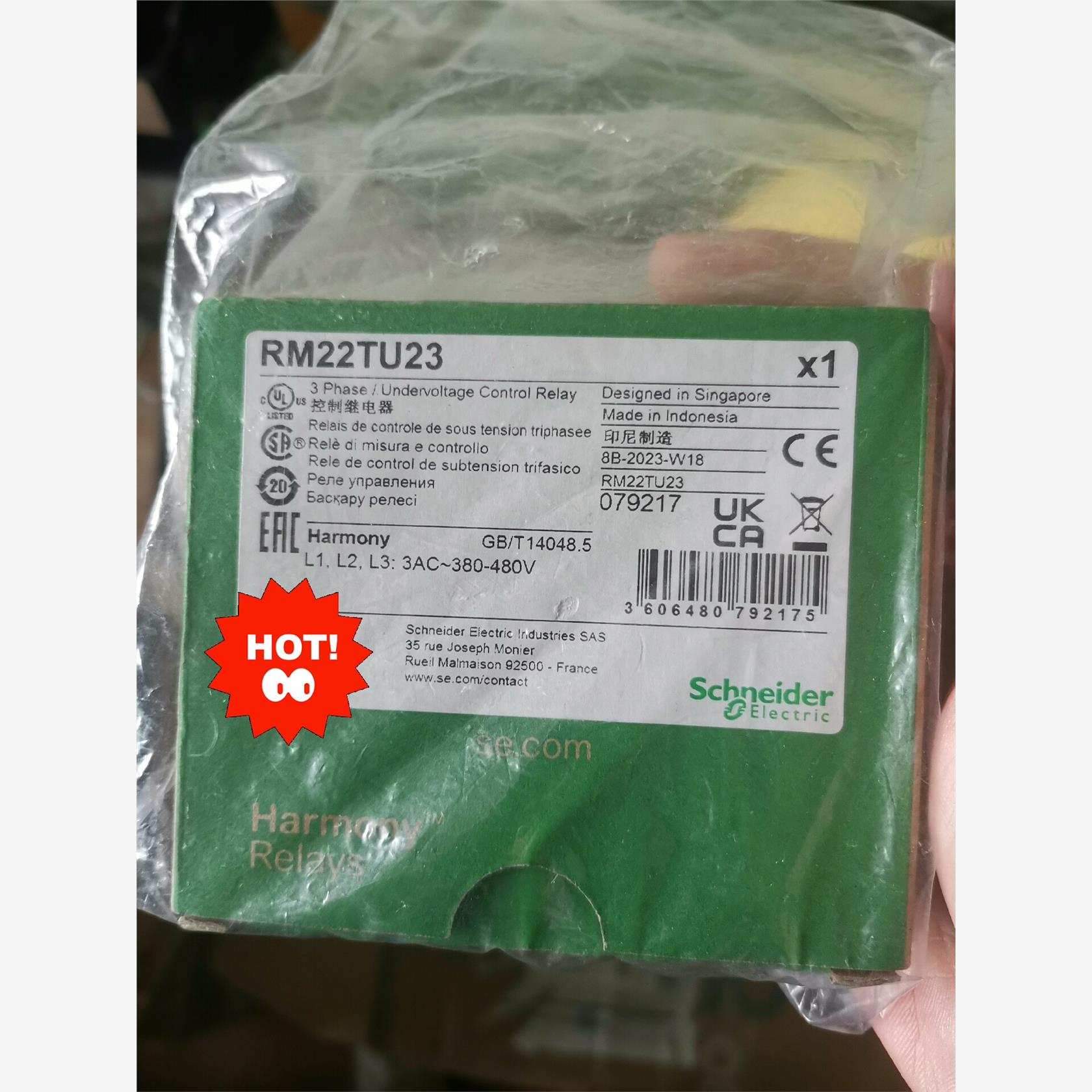 施耐德 RM22TU23 施耐德相序控制器，全新库存现货正品，3议价