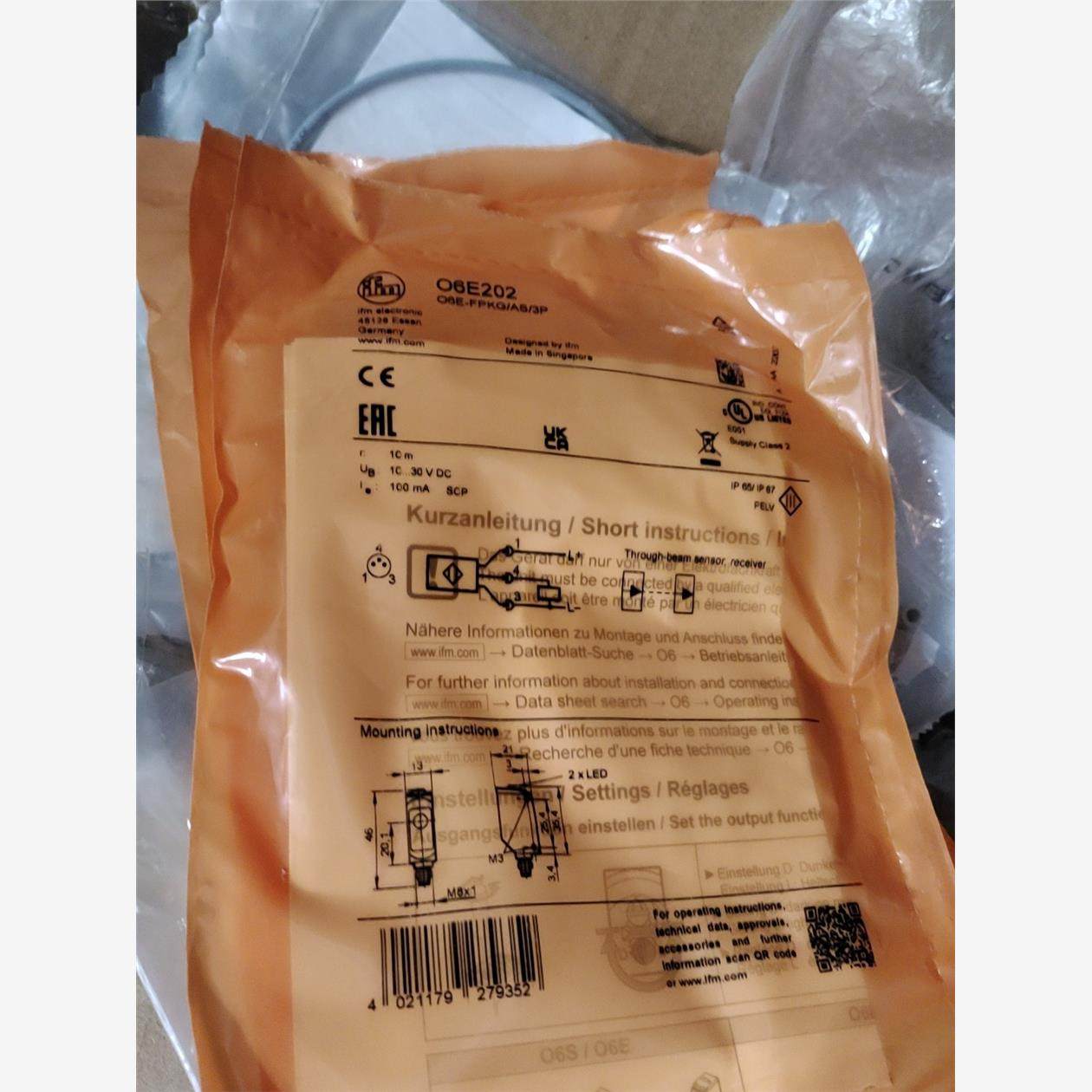 全新库存现货德国IFM易福门O6E202对射光电传感器议价