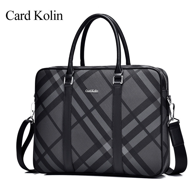 品牌新款男士真皮斜挎包休闲格子手提公文包潮商务电脑单肩男包潮